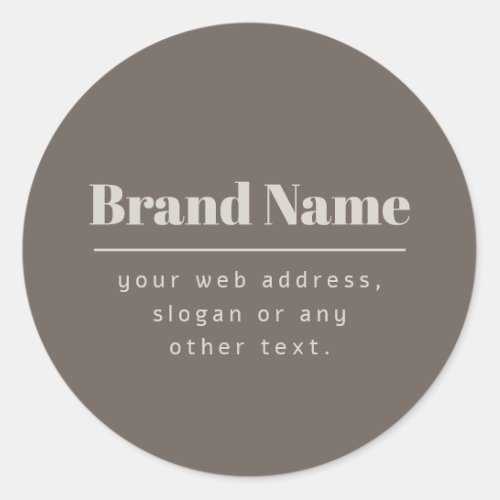 Bold Modern Dark  Light Beige Brand or Business Classic Round Sticker