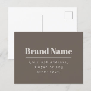 Bold Modern Dark & Light Beige Brand or Business Postcard