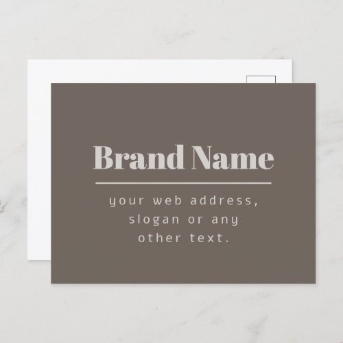 Bold Modern Dark  Light Beige Brand or Business Postcard