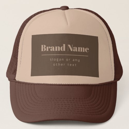 Bold Modern Dark  Light Beige Brand or Business Trucker Hat