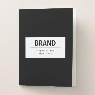 Bold Modern Editable Text Black & White Pocket Folder