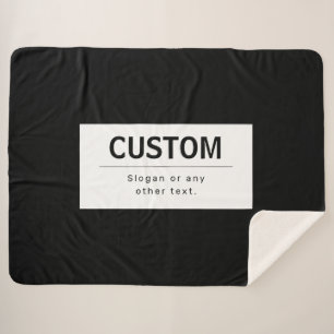 Bold Modern Editable Text Black & White Sherpa Blanket