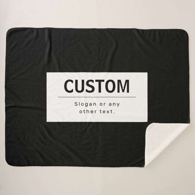 Bold Modern Editable Text | Black & White Sherpa Blanket (Front (Horizontal))
