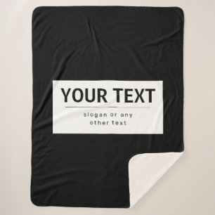 Bold Modern Editable Text   Black & White Sherpa Blanket