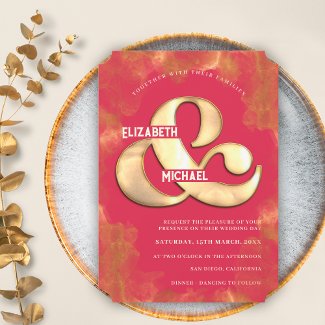 Bold Modern Elegant Gold And Pink Magenta Wedding