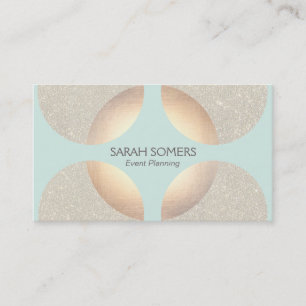 Bold Modern Faux Gold Foil and Glitter Turquoise Business Card