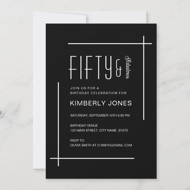 Bold Modern Fifty & Fabulous 50th Birthday Party Invitation (Front)