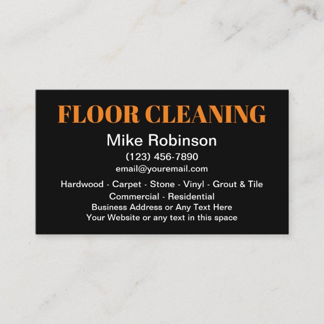 Bold Modern Floor Cleaning Services Business Card (Front)
