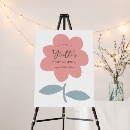 Bold Modern Flower Unique Baby Shower Welcome Sign