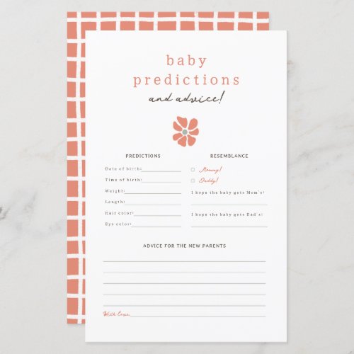 Bold Modern Flowers Baby Prediction  Advice Game