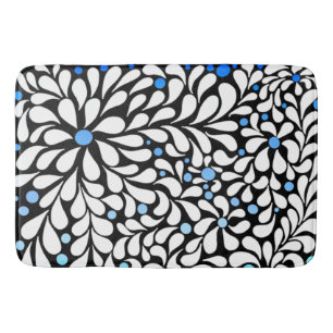 Bold modern flowers with blue teal ombre bath mat