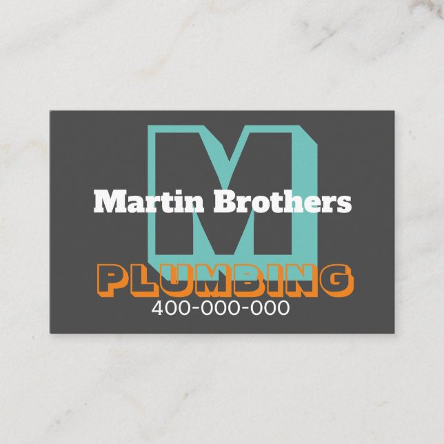 bold modern for plumber or other profession gray   business card (Front)