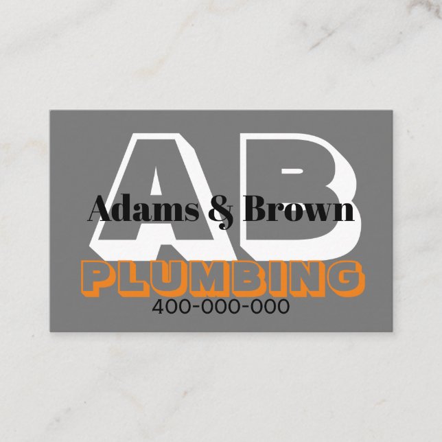 bold modern for plumber or other profession gray  business card (Front)