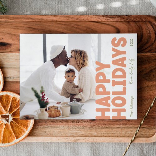 Bold Modern Full Photo Happy Holiday Card