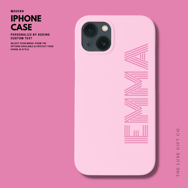 Bold Modern Girly Pink Monogram Name Case-Mate iPhone Case (Creator Uploaded)
