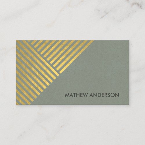 BOLD MODERN GOLD FAUX ANGLE STRIPED LINE PATTERN BUSINESS CARD