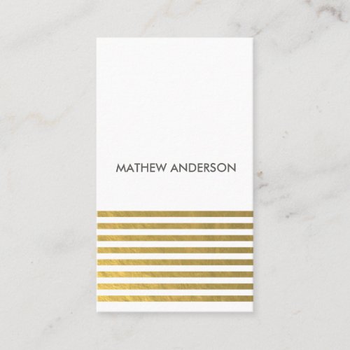 BOLD MODERN GOLD FAUX STRIPED LINE PATTERN BUSINESS CARD