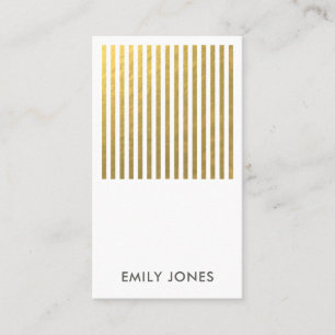BOLD MODERN GOLD FAUX STRIPED LINE PATTERN BUSINESS CARD