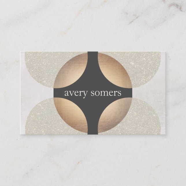 Bold Modern Gold Glitter Circle Geometric Business Card (Front)