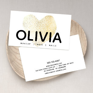 Bold Modern Gold Heart White Business Card