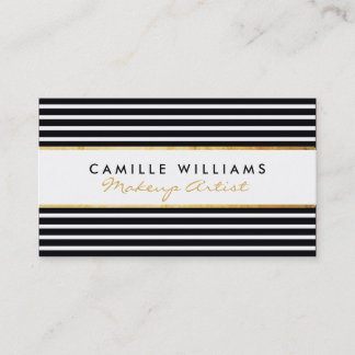 BOLD modern gold horizontal stripe black white Business Card