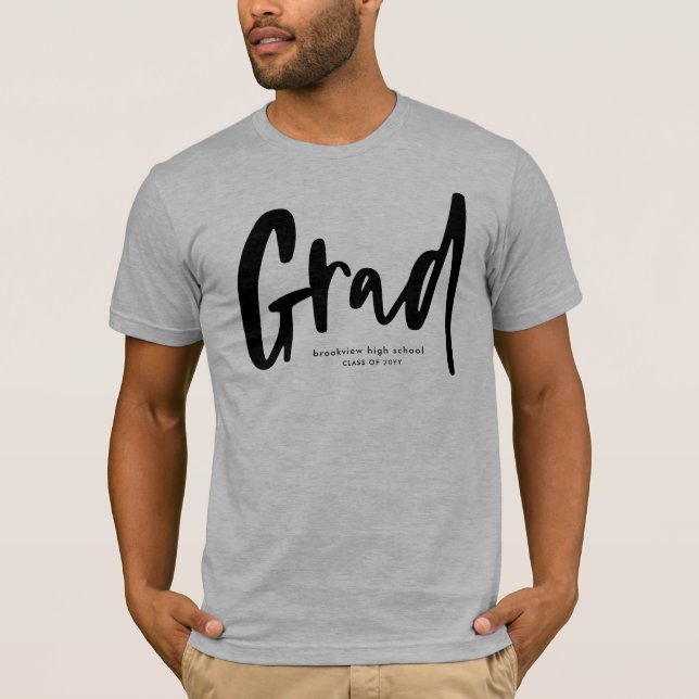 Bold modern grad black personalized graduate T-Shirt (Front)