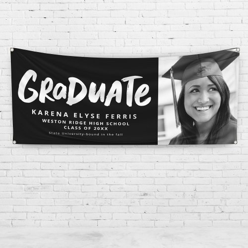 Bold modern graduate one photo black and white banner