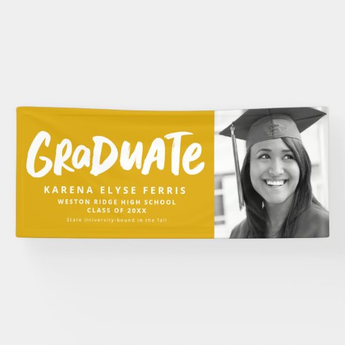 Bold modern graduate one photo golden yellow banner