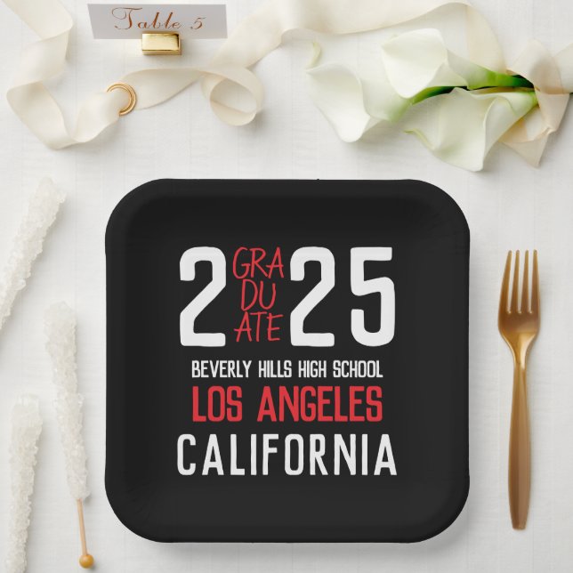 Bold Modern Graduation Paper Plates (Wedding)
