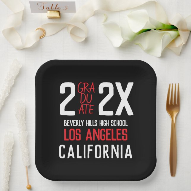 Bold Modern Graduation Paper Plates (Wedding)