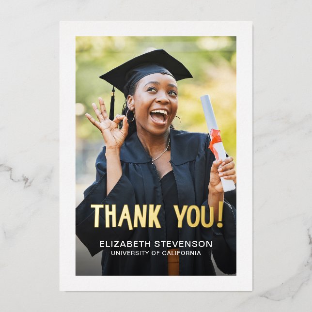 Bold modern Graduation thank you card (Front)