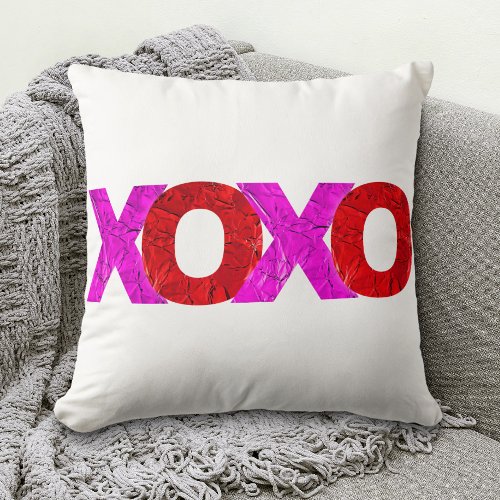 Bold Modern Graphic Pink Red XOXO Valentines Day  Throw Pillow