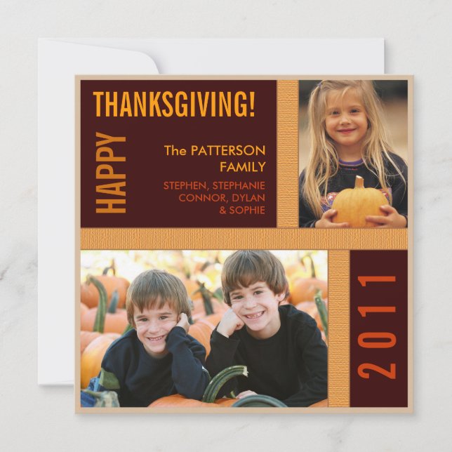 Bold Modern Graphic Thanksgiving Photo Card (Front)