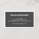 Bold Modern Gray White Minimalist Luxury Boutique Business Card (Back)