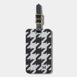 Bold modern grey black houndstooth with monogram luggage tag