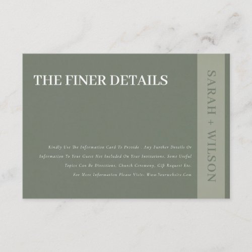 Bold Modern Grey Typography Text Wedding Details Enclosure Card