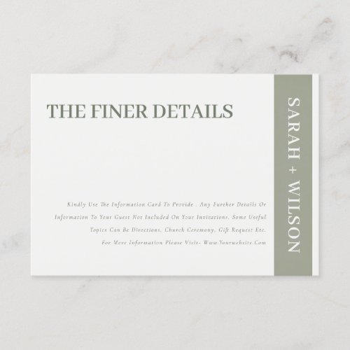 Bold Modern Grey Typography Text Wedding Details  Enclosure Card