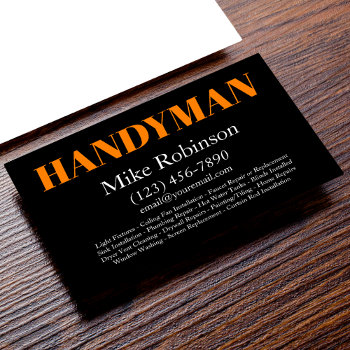 Bold Modern Handyman Services Business Card by Luckyturtle at Zazzle