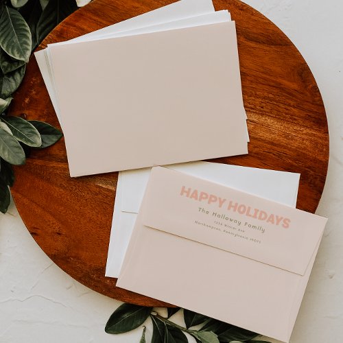 Bold Modern Happy Holidays Coral Envelope