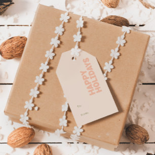 Bold Modern Happy Holidays Coral to from Gift Tags