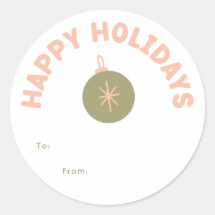 Bold Modern Happy Holidays Gift Classic Round Sticker