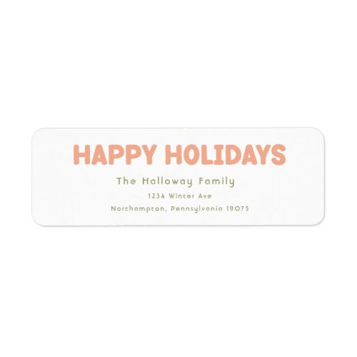 Bold Modern Happy Holidays Return Address Envelope Label