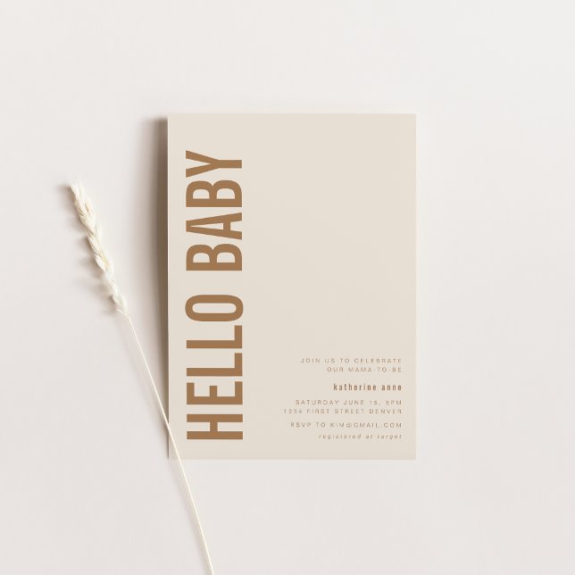 Bold Modern Hello Baby Shower Invitation (Creator Uploaded)