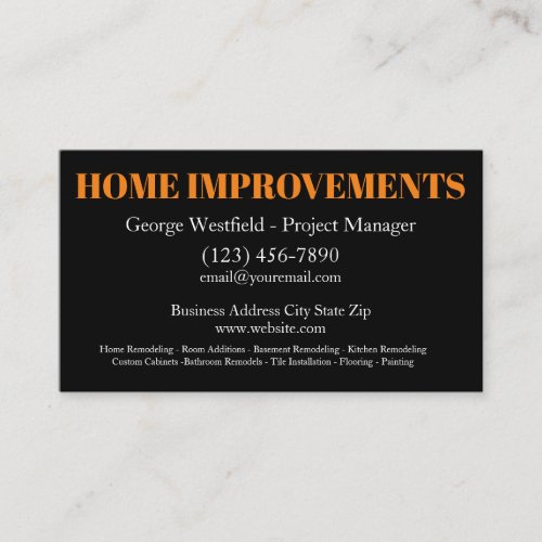 Bold Modern Home Improvement Business Cards