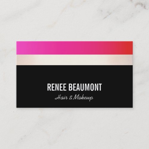 Bold Modern Hot Pink and Black Gold Striped Business Card