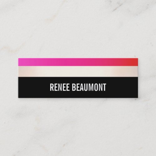 Bold Modern Hot Pink and Black Striped Mini Business Card