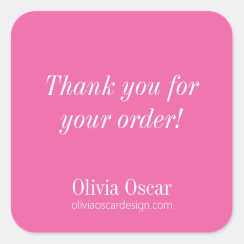 Bold Modern Hot Pink Simple Business Thank You Square Sticker
