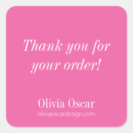 Bold Modern Hot Pink Simple Business Thank You Square Sticker