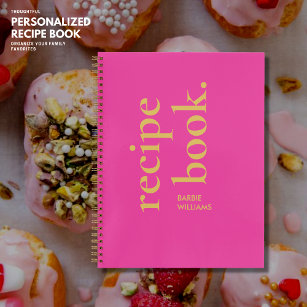 Bold Modern Hot Pink Typography Recipe Book