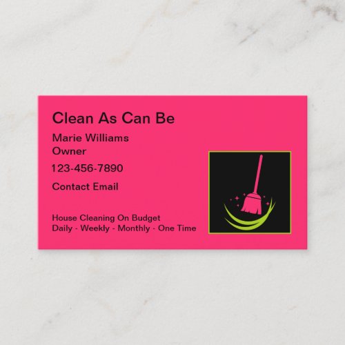 Bold Modern House Cleaning Maid Business Cards